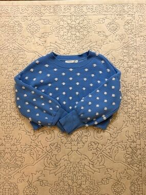 Altar’d State Blue and White Polka Dot Cropped Sweater